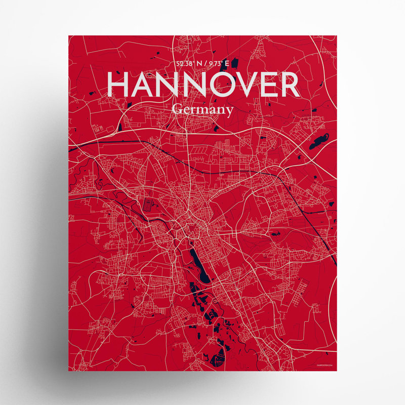Hannover City Map In Nautical - No Frame Print, 20cm H x 16cm W x 0.05cm D