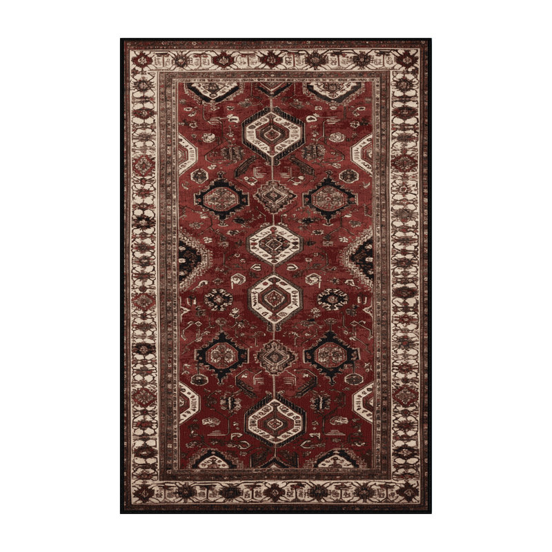 Tapis persan noir lavable à la machine, Rectangulaire 8 pi x 10 pi