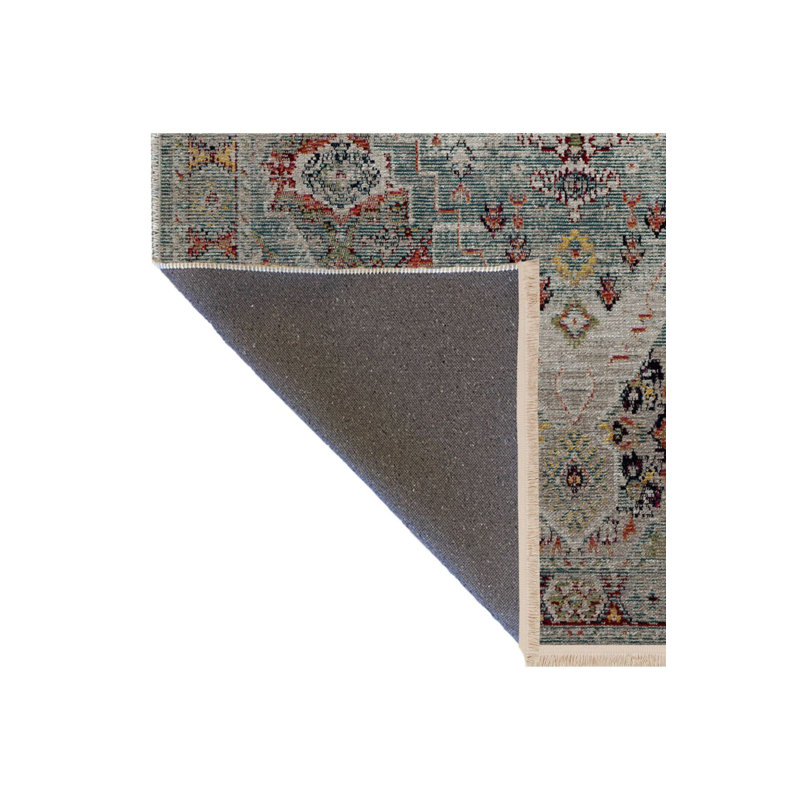 Tapis décoratif multicolore à motif traditionnel lavable à la machine, Sous-tapis rectangulaire de 3 pi 3 po x 4 pi 11 po