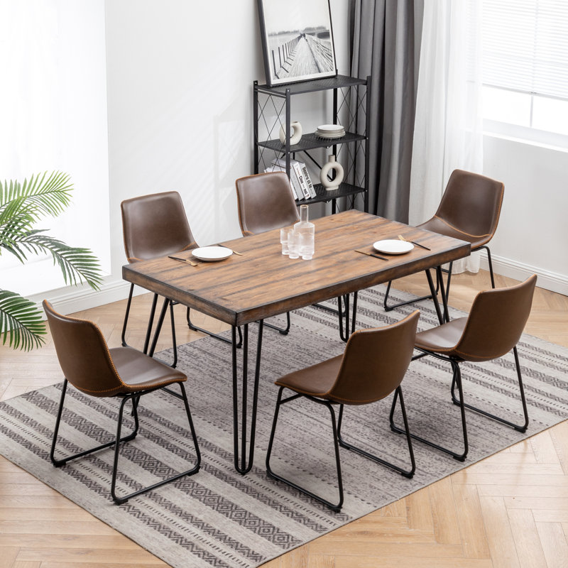 Industrial 7-Piece Dining Set, Brown