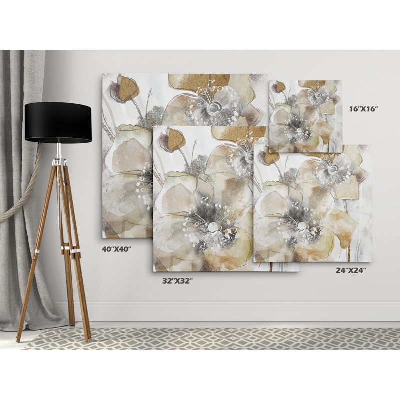 « Taupe Spring Poppy II » - impression, H 24 po x l 24 po x 1,5 po, Toile tendue