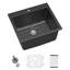 Évier de buanderie composite en quartz noir de 21 po avec lavabo utilitaire à cuve simple de 12 po de profondeur-133205104