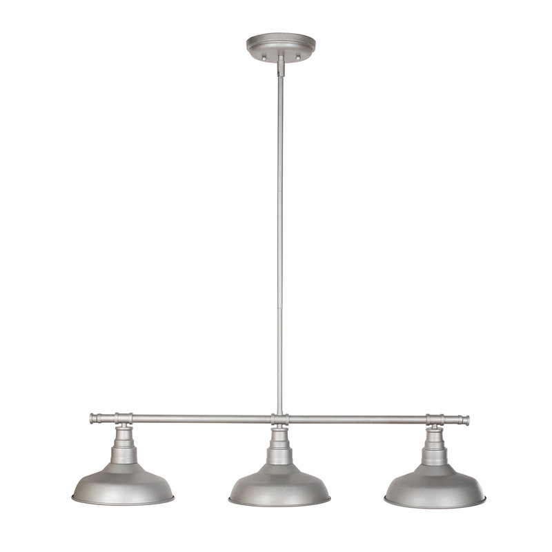 Caryn 3 - Light Silver Kitchen Island Pendant, Galvanized