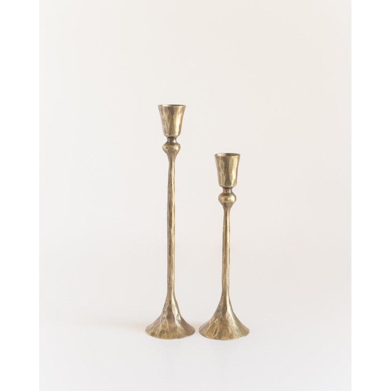 Phoenix Candlesticks Set of 2 - Brass Finish, Gold