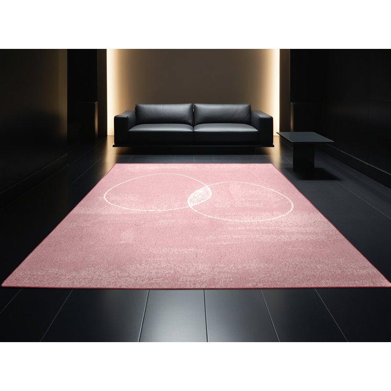 Tapis rose moderne et contemporain lavable à la machine Rhawnhurst, 8 x 12