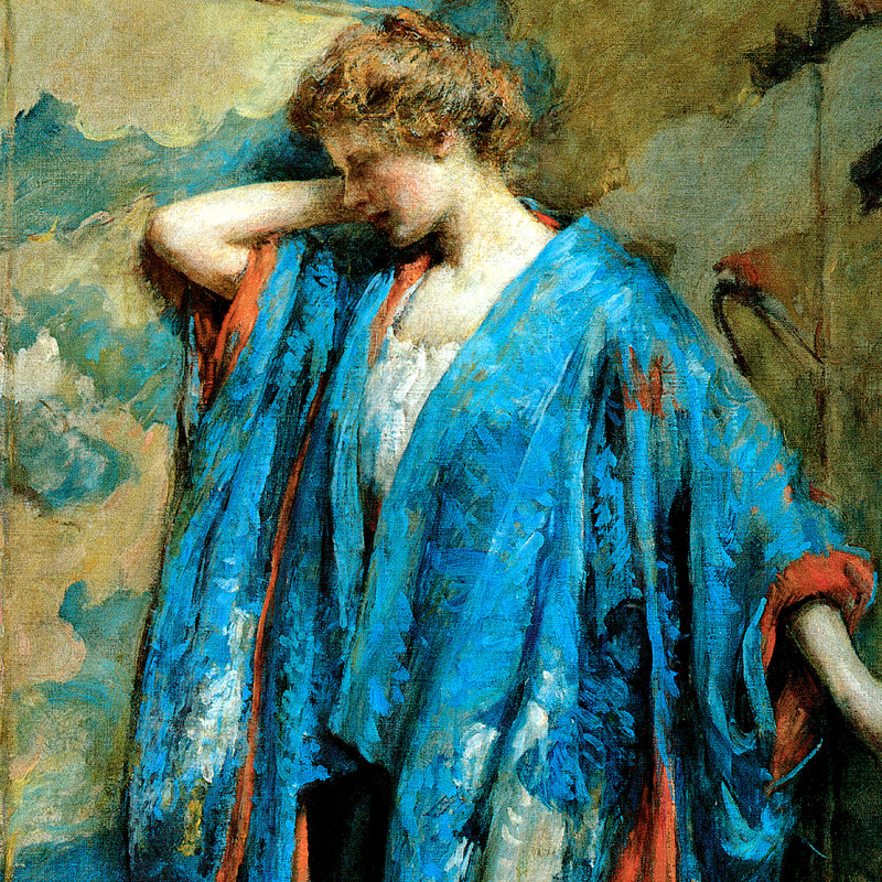 Bleu et jaune, reproduction de reproduction encadrée de 1910, H 28,5 po x l 24,5 po x P 1,75 po