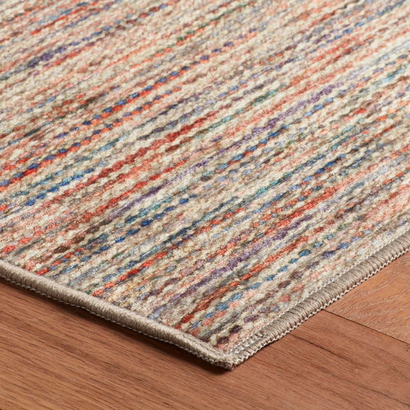 Clay Multi Machine Washable Rug, Rectangle 3' x 5'