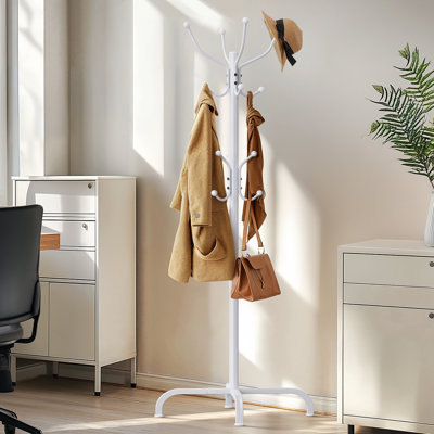 Freestanding coat rack-14 Hook Coat Rack，Steel,Home Coat Hanger ，Suitable for hallways, offices and bedrooms to organize hats, bags and clothes，3 Height Options