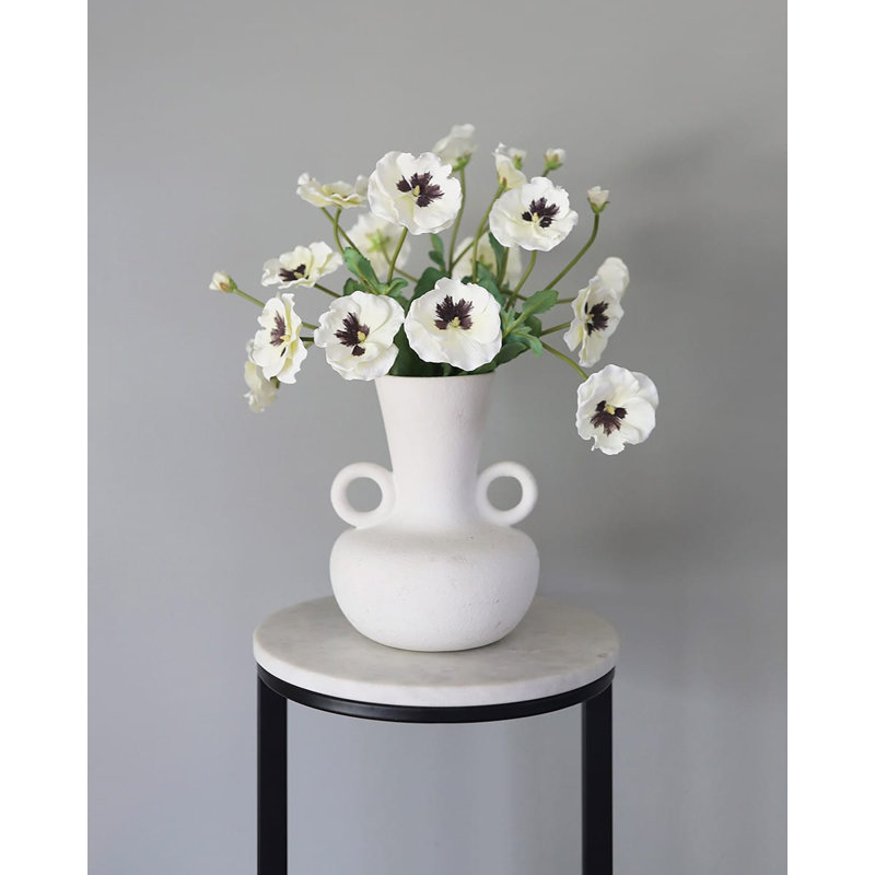 Lavender Purple Silk Pansy 21", White