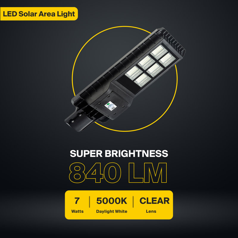 70W Equivalent LED Black Solar Motion Security Area Light, 5000K, Dusk to Dawn
