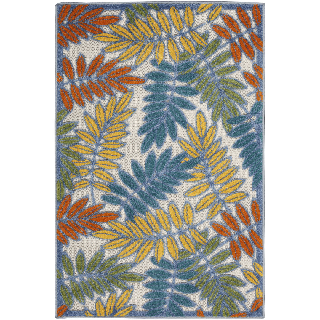 Leonhardt Floral Green/Blue/Yellow/Orange Indoor/Outdoor Area Rug Andover Mills™ Rug 