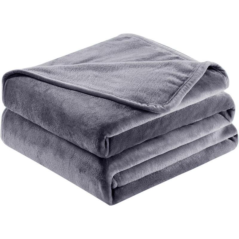 Abiram Plain Weave / Muslin Throw Blanket, 240cm x 200cm, Silver