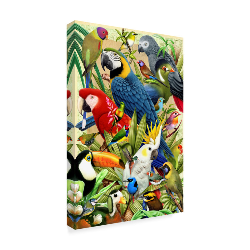 Tropical Colorful Birds Canvas Art, 20" x 25"