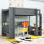 Lit mezzanine en bois 1 tiroir avec bureau, tablettes, lumières DEL et station de charge-175599062