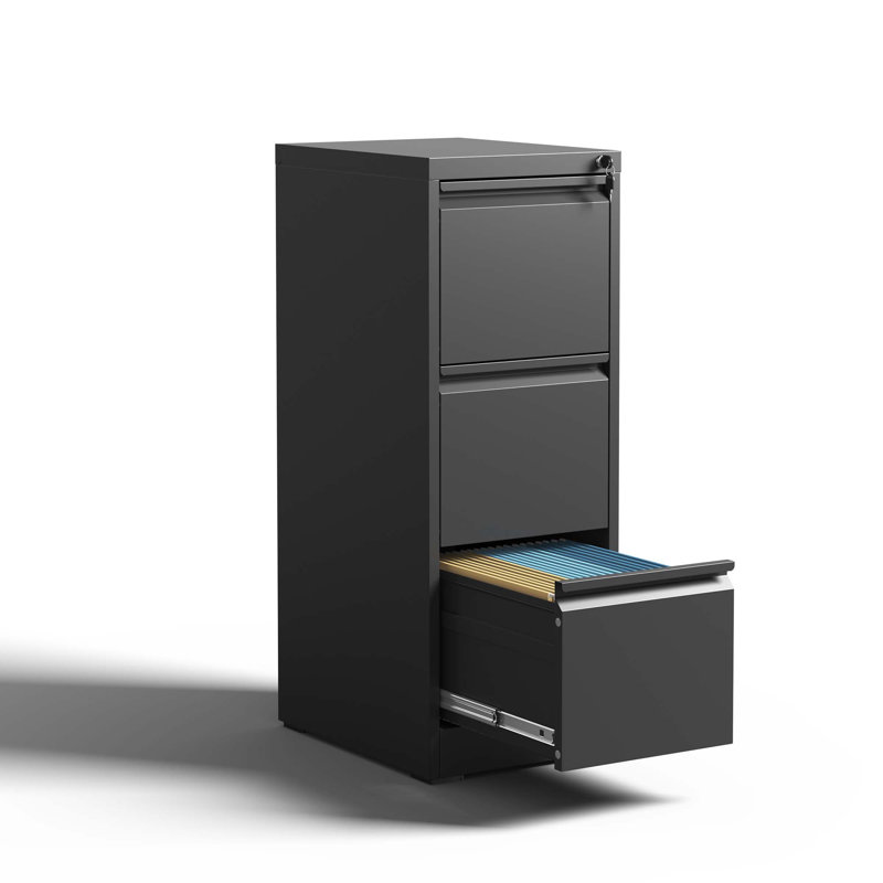 3 Drawer Metal Vertical File Cabinet With Lock Office Home Steel Vertical File Cabinet For A4 Legal/Letter Size, Cabinet