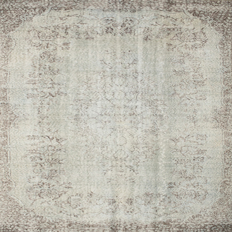 Tapis gris clair/brun contemporain, Carré 7 pi