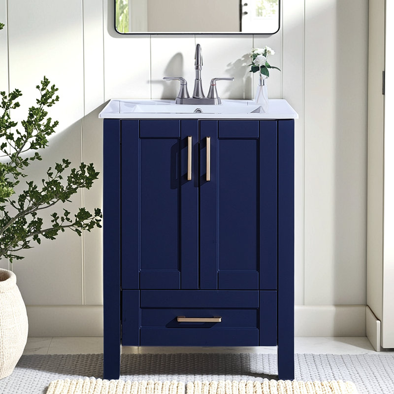 Meuble-lavabo simple 24 po, Bleu