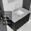 Meuble-lavabo de 91 cm (36 po) avec lavabo en céramique, comptoir et dosseret en marbre reconstitué, armoire de rangement suspendue en contreplaqué avec portes à fermeture amortie, noir-133433941
