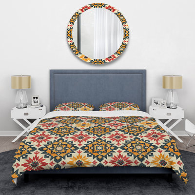 Red Aztec Tiles I - Tiles Duvet Cover Set