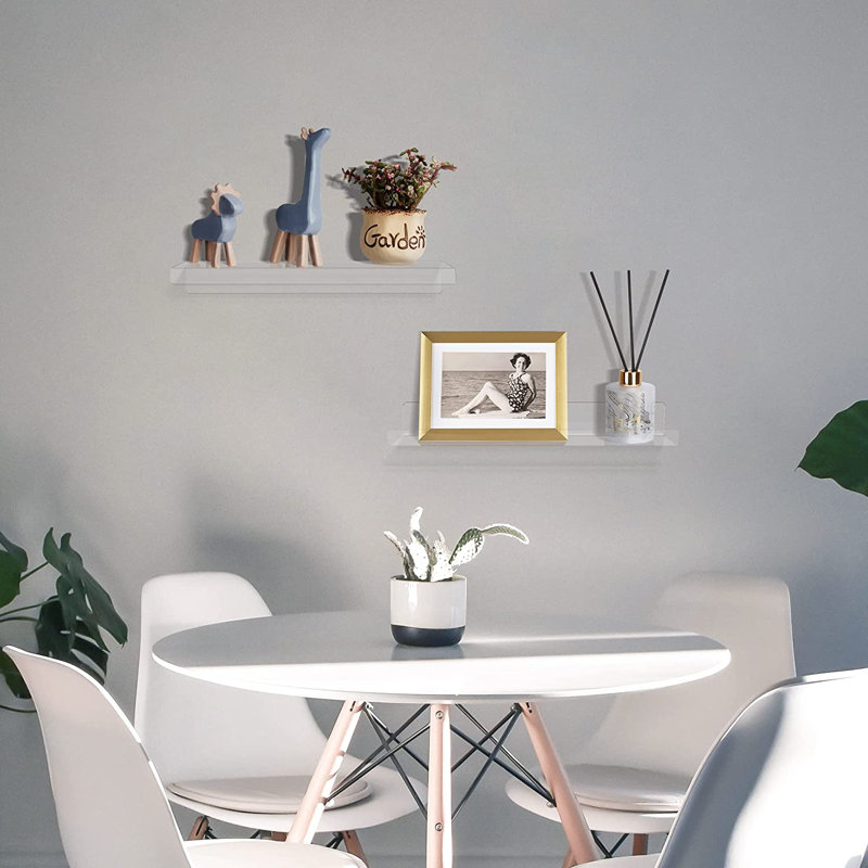 Layron 4 Piece Resin Floating Shelf, Clear