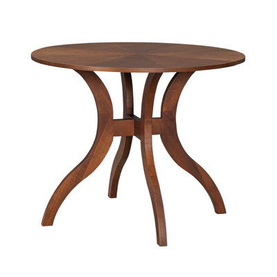 Table de salle à manger ronde en noyer de 39,4 po, aspect de table fabriqué à la main, piédestal cannelé, pour les fêtes de famille avec des pieds en bois massif, des grains floraux naturels, un design élégant, 2 à 4 invités