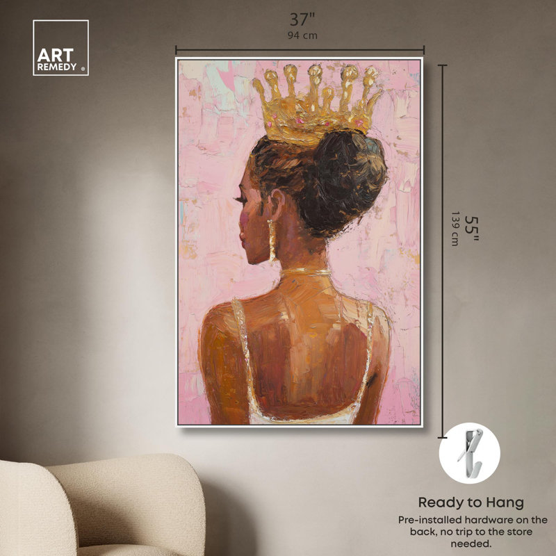 Glossy Allure Canvas Ebony Portrait Art by Art Remedy, 55" H x 37" W, White Framed
