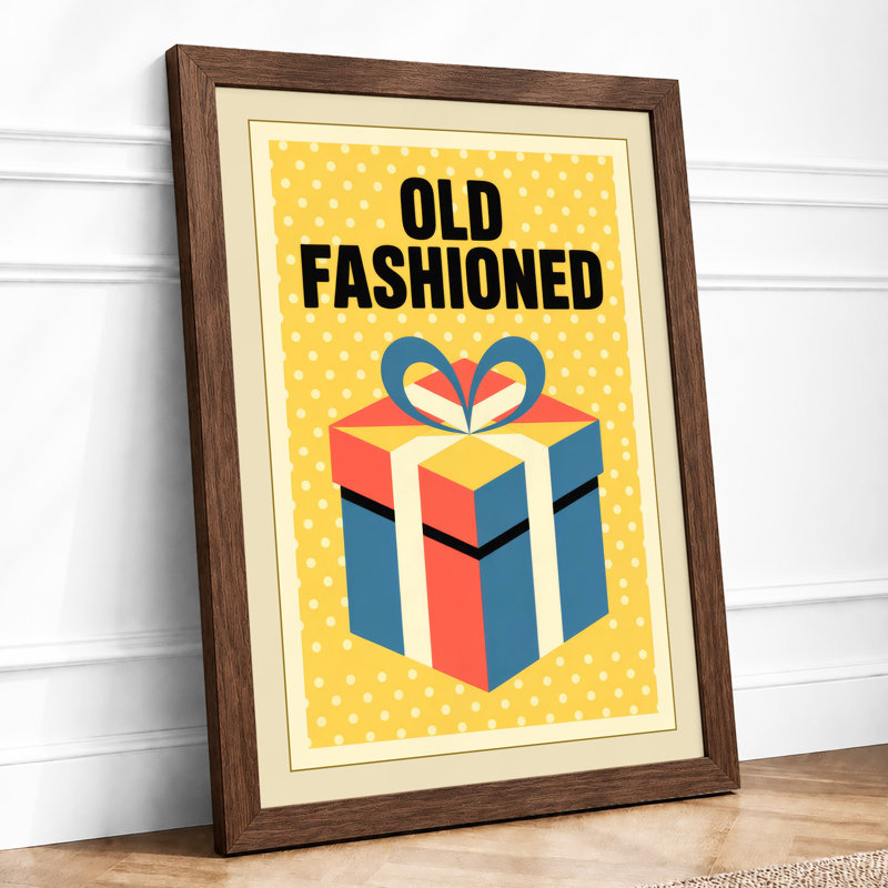 Old Fashioned Gift Retro - Framed Print, Walnut, A3 - 42.0 x 29.7 cm