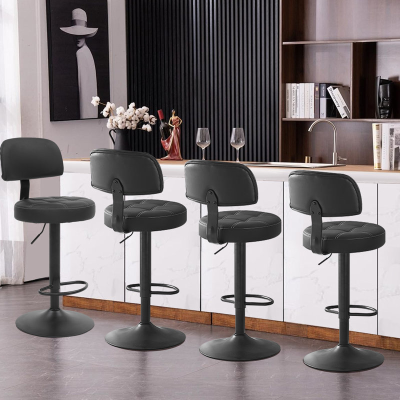 Hauteur de tabourets de bar réglables en hauteur, tabouret de comptoir pivotant moderne avec dossier et repose-pieds (ensemble de 2)