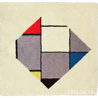 Tapis carré rétro moderniste scandinave Mondrian