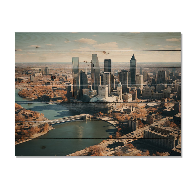 Detroit Motor City II sur impression sur bois, H 24 po x l 32 po x P 0,78 po