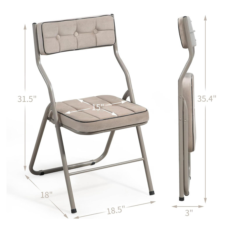 Chaises de salle à manger rembourrées pliables, Kaki