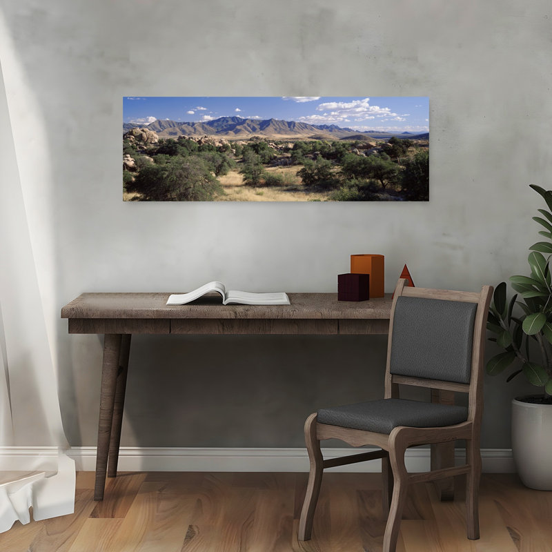 Clouded Sky Over Arid Landscape Dragoon Mountains Texas Valley Arizona USA by Craig C. Sheumaker - Wrapped Canvas Panoramic Print