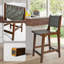 24" Counter Height Bar Stools Set of 2,Grey  Woven Faux Leather Seat & Back, Solid Wood Frame with Walnut Finish-1074031686-1074224186