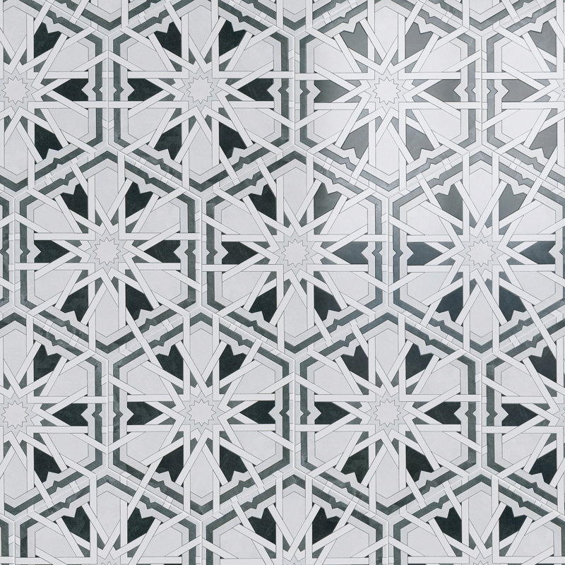 Radiant Hexagon 7,88 po X 9,45 po Carrelage mural et de plancher en porcelaine mat, Noir, noir, noir, noir