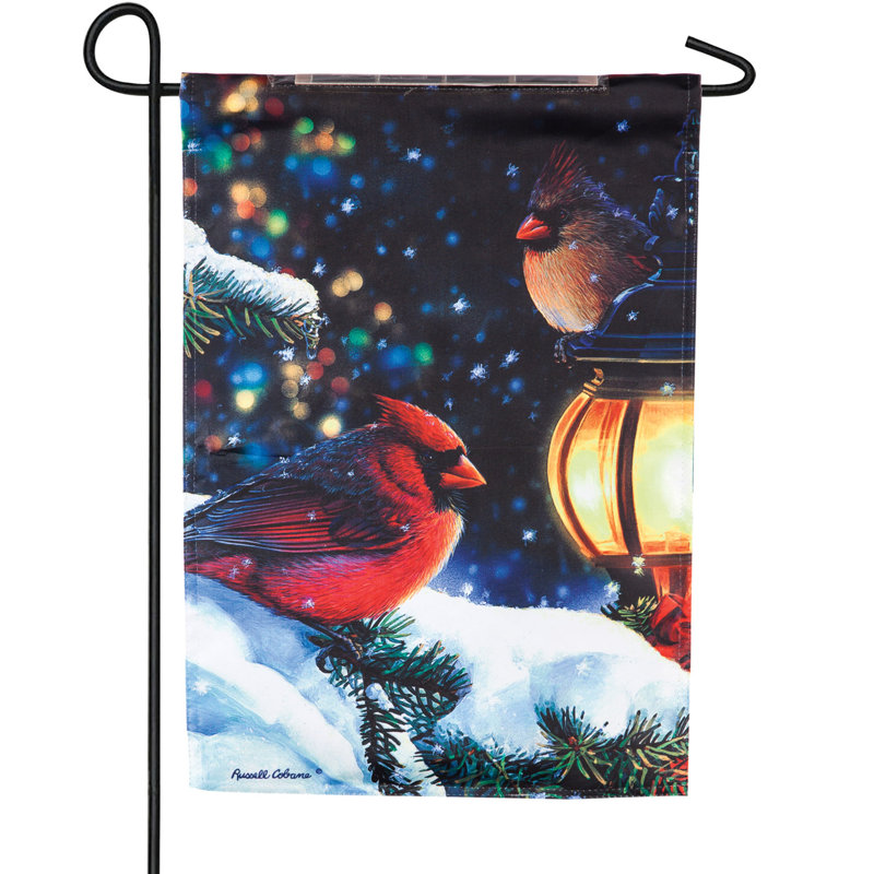 Drapeau de jardin solaire en polyester à del de nuit snowy