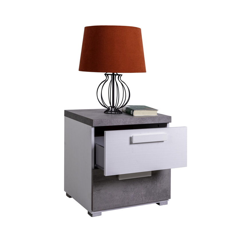 Ambrosino 49cm W Manufactured Wood Bedside Table