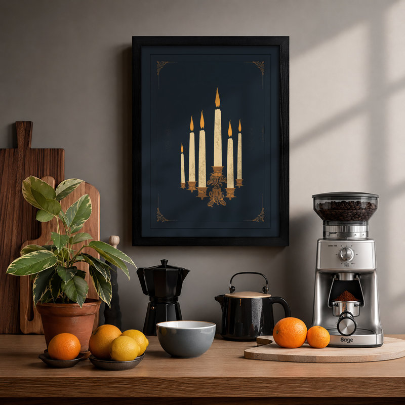Candlelight Ceremony Art Deco - Framed Print, A2 - 59.4 x 42.0 cm, Black