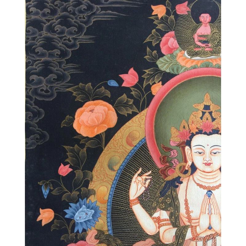 Déesse Chengrezig Thangka (Brocadeless Thangka)