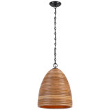 Emerson 14" Pendant in Bronze with Ash Rattan Shade