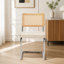 Chaises de salle à manger Mid-Century modernes en velours beige (ensemble de 2), dossier en canne naturelle, base en chrome poli, chaises d'appoint de cuisine rembourrées Breuer