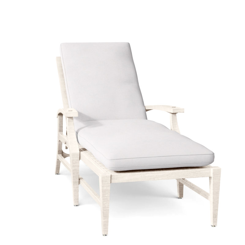 Croquet Aluminum 78.38" Long Reclining Single Chaise with Cushions, Welt, Oyster, Linen Snow