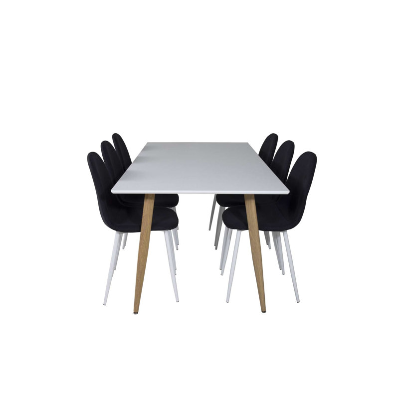 Carncome 6 - Person Dining Set, Black/White