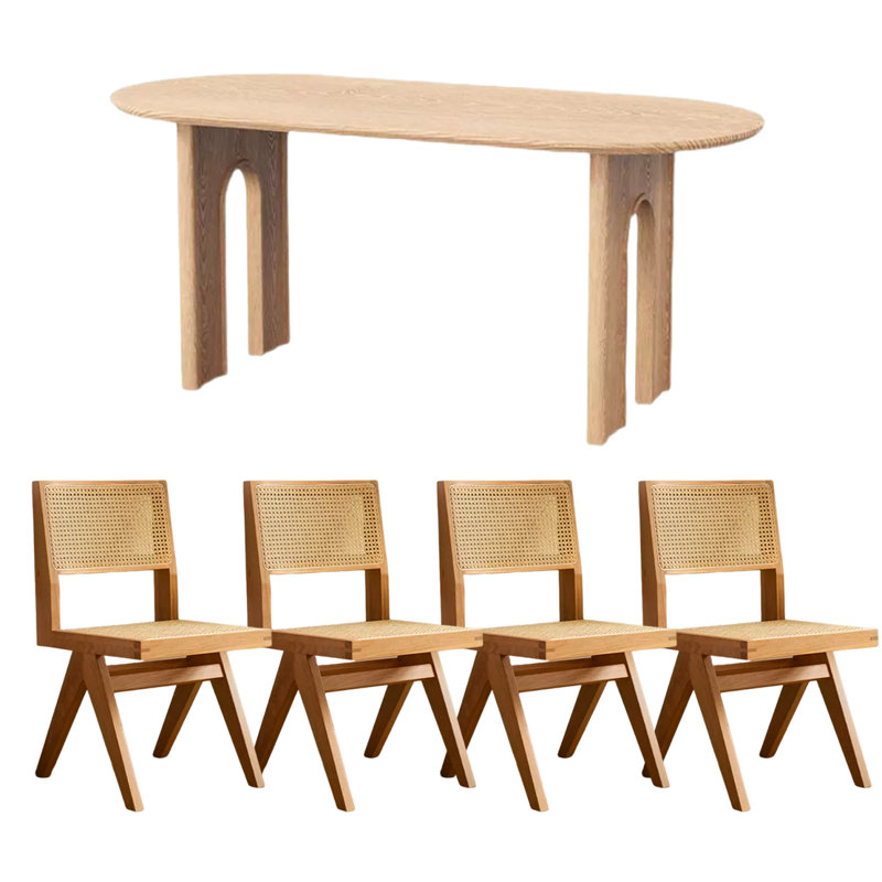 Ensemble de salle à manger ovale, H 29,52 po x L 55,11 po x l 27,55 po, Table, 4 chaises