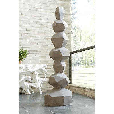 Faceted Rock Column Sculpture