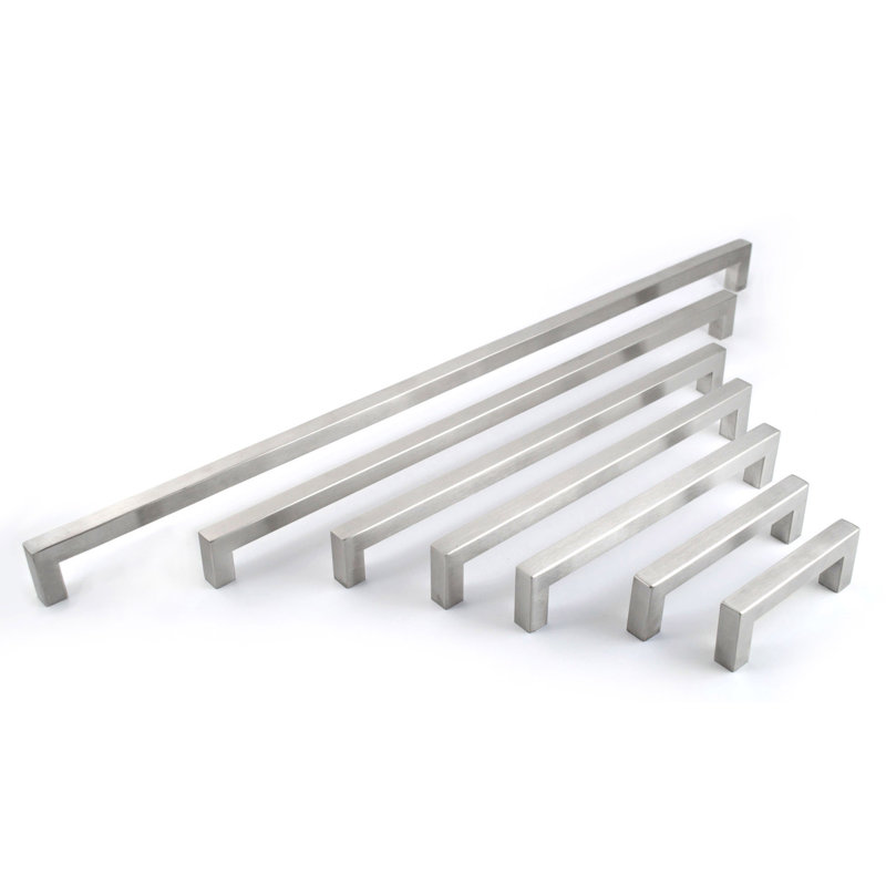 Square Cabinet 10" Center to Center Bar Pull, Brushed Nickel