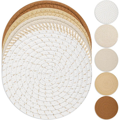 5 Heat Resistant Pot Holders For Kitchen, Home Essentials, Anti Stain Hot Pads For Hot Pots And Pans, Fall Decorations For Home, 7 Inches(Brown)