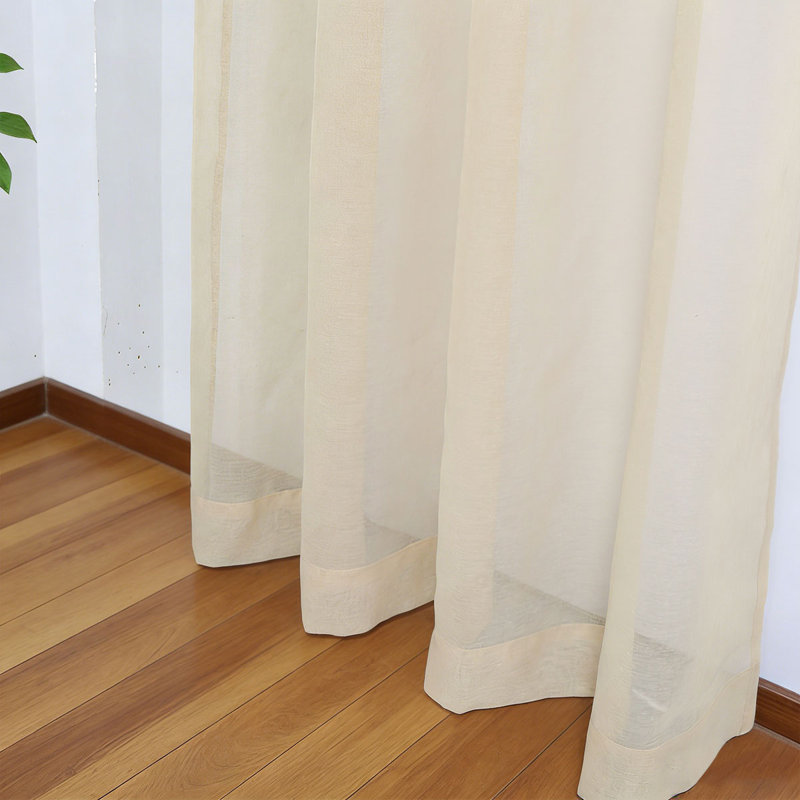 Rideaux transparents beiges, rideaux transparents avec œillets 2 pièces, L 39 po x L 79 po