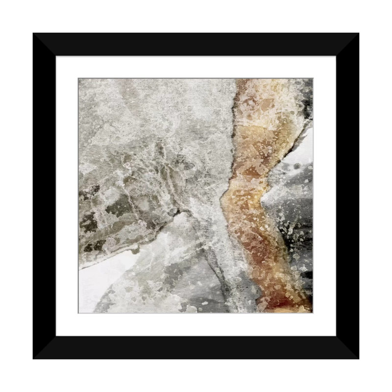 « dispersed rocks », impression sur toile, H 16 po x l 16 po x P 1 po, Papier avec cadre noir, Blanc