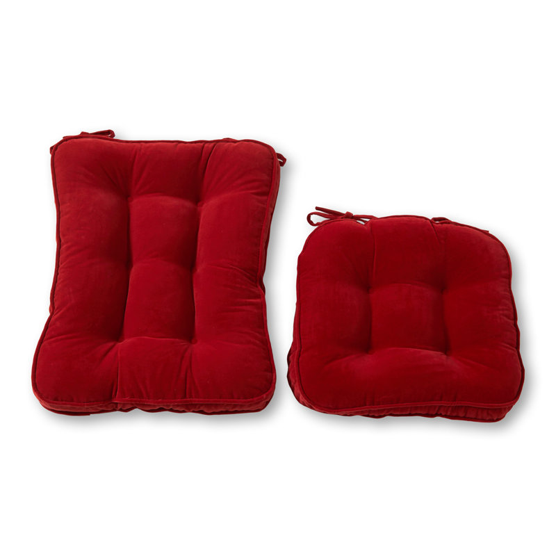 Reversible Microfiber Rocking Chair Cushion Set, 22" W x 17" D, Scarlet
