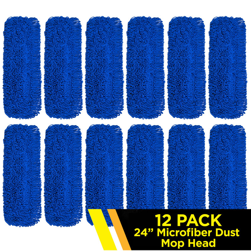 Gritt Commercial Microfiber Looped Dust Mop Pad Head, Pack of 12, 1" H x 24" W x 5" D